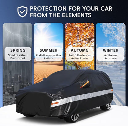10 Layers Car Cover Custom Fit for Mercedes Benz C Class C250 C300 C43 C63 (1993-2026), Waterproof All Weather for Automobiles, Outdoor Full Cover Sun Dust Rain Protection with Cotton. Black - Colors A