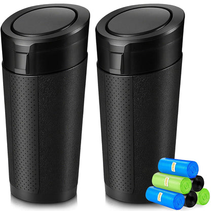 Car Trash Can Bin with Lid, Leakproof Garbage Can for Vehicle, Mini Trash Bin with 90 Attached Trash Bags, Easy to Clean Cup Holder Trash Can for Car, Home, Office