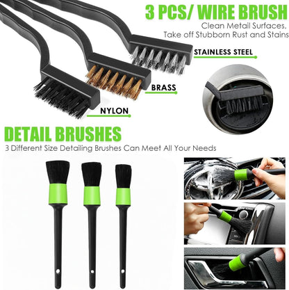 17pcs Car Cleaning Kit, Pink Car Interior Detailing Kit with High Power Handheld Vacuum, Detailing Brush Set, Windshield Cleaner, Cleaning Gel, Complete Auto Accessories for Women Gift