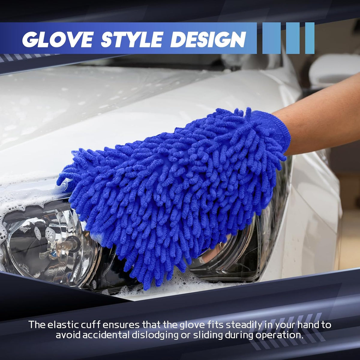 wuyaoyao 2PCS Car Wash Mitt, 10.14"×7.12" Chenille Microfiber Car Wash Mitts, Scratch-Free & Lint-Free, Absorbent Double Sided Clean Glove for Cars Cleaning, Auto Cleaning Supplies (Orange)