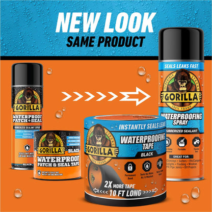 Gorilla Waterproofing Spray Clear, Flexible Rubberized Sealant Coating, Paintable UV Resistant, Seals Water Air Moisture, 14 oz (Pack of 1), for Roofs Gutters Skylights RVs Windows & More