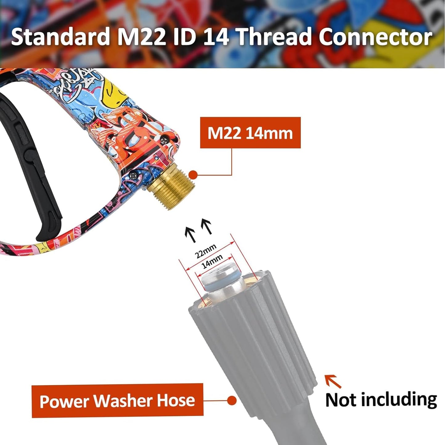 BEAR FORCE Pressure Washer Spray Gun Power Washer Short Gun with M22-ID14mm & Foam Cannon Foam Gun with 5 Nozzles Tips #035 & 3/8'' Quick Connector Swivel, Additional Orifice Nozzle 1.10mm Car Washing