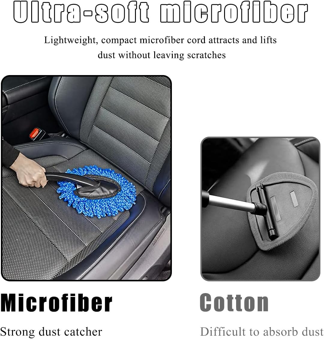 KVAEY Car Dash Duster Brush, Super Soft Microfiber Multi-Functional Car Cleaning Brush, Scratch Free Dash Dusting Tool with a Anti-Skid Handle for Vehicle Home Kitchen Cleaning (Gray)