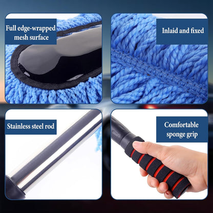 Car Duster Interior, Car Duster Exterior Mini for Dust Brush with Extension Pole Blue Stretchable