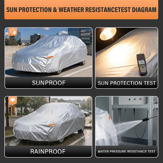 Kayme Sedan Car Cover Waterproof All Weather for Automobiles - See Vehicle Size Chart for Accurate Fit - Outdoor Full Exterior Cover Sun Rain Snow UV Protection with Zipper. Size A4 (See Size Chart)
