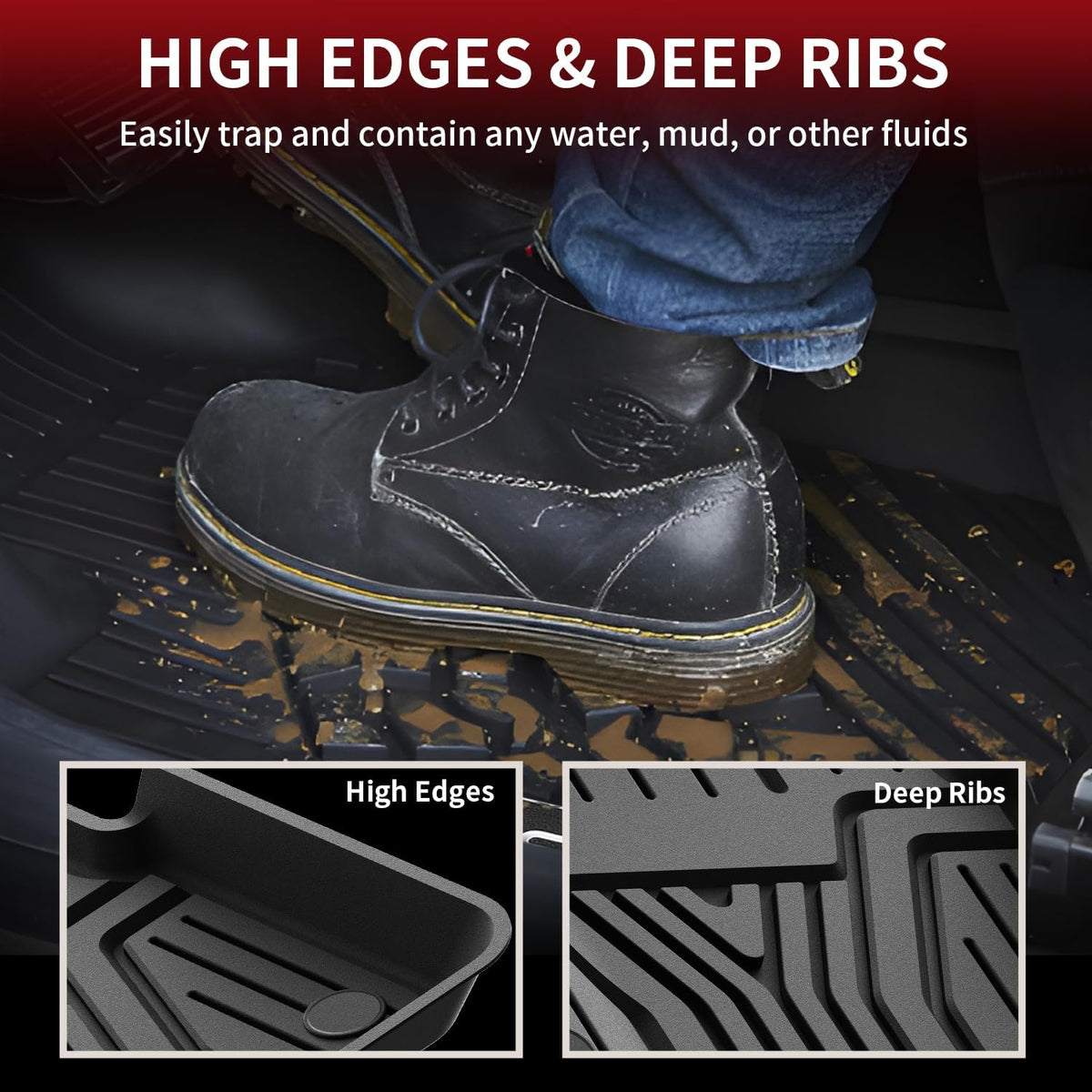 LASFIT Floor Mats for Honda CR-V 2026 2025 2024 2023 (Gasoline & Hybrid & e:FCEV), All Weather TPE Custom Fit Anti-Slip Pet Friendly Car Liners, 1st & 2nd Row Black