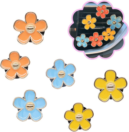 ORIESSE 6pcs Flowers Car Air Freshener Vent Clips Purple White Daisy Air Vent Clip Car Accessories for Women 3.3cm/3cm Flower Vehicle Interior Decor Refillable Diffuser