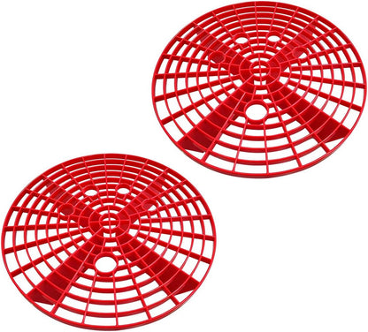 2 PCS Car Wash Bucket Insert, Plastic Wash Bucket Insert Removes Dirt Debris for Car Detailing Cleaning, Auto Detail Grit Trap Fits 12 Inch Diameter or 3-5 Gallon Bucket (Black+Red)