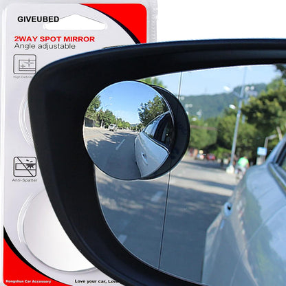 Upgrade HD Glass Wide Angle Blind Spot Mirror, Frameless 360 Adjustable Convex Rear View Mirror for Cars, Trucks and SUV - Big Fan Shaped 2pcs