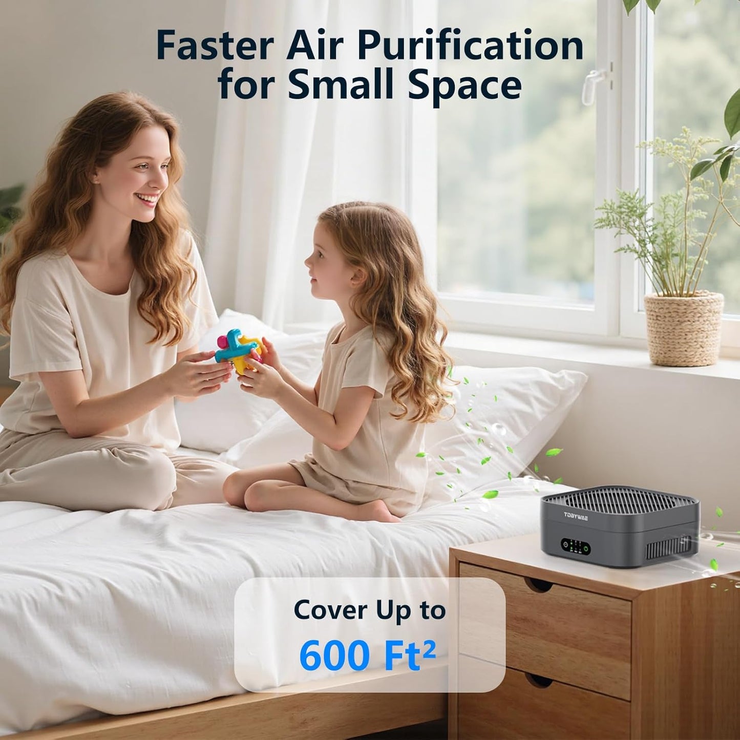 Air Purifiers for Home 600 Sq.Ft, TDBYWAE H13 True HEPA Air Purifier with USB Cable for Pets Dust Dander Pollen Odor Smoke, Small Portable Air Purifier for Bedroom Office Desktop Car RV