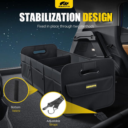 MIKKUPPA Car Trunk Organizer - 70L Collapsible Trunk Organizer for Groceries, Car Storage Organizers for SUV Auto Truck Van with Non Slip Bottom (Black)