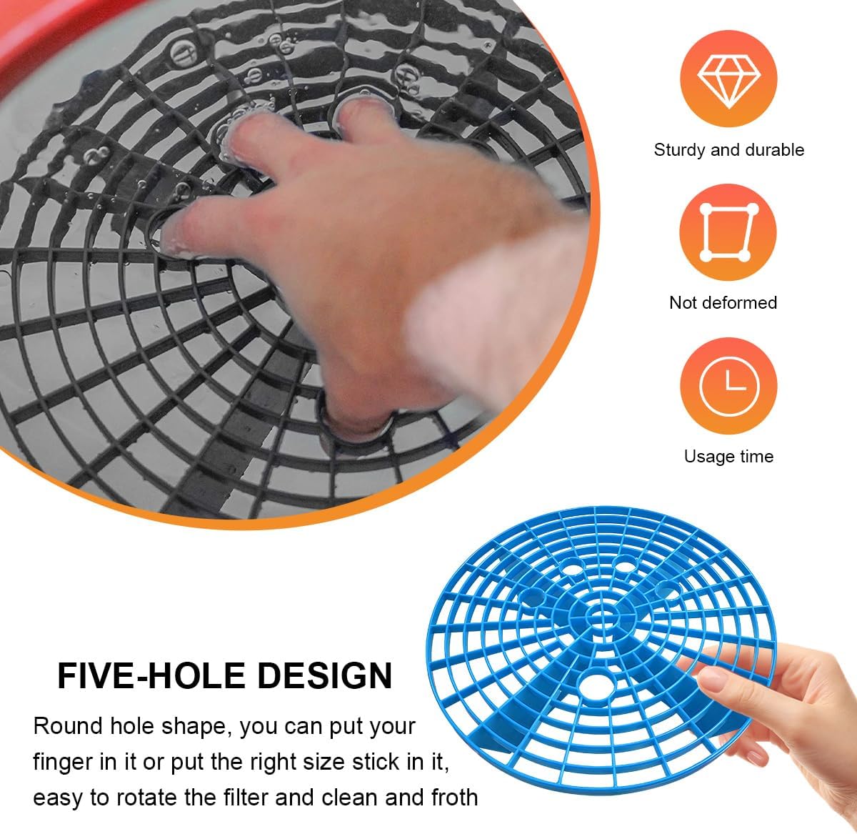 2 PCS Car Wash Bucket Inserts, Auto Detail Dirt Gaurd Buckets Filter Helps Remove Dirt Debris, Dirt Guard Insert Wash Filter Fits 12 Inch Diameter Bucket or 3-5 Gallon Buckets (Black+Red)