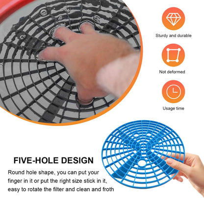 2 PCS Car Wash Bucket Inserts, Auto Detail Dirt Gaurd Buckets Filter Helps Remove Dirt Debris, Dirt Guard Insert Wash Filter Fits 12 Inch Diameter Bucket or 3-5 Gallon Buckets (Black+Red)