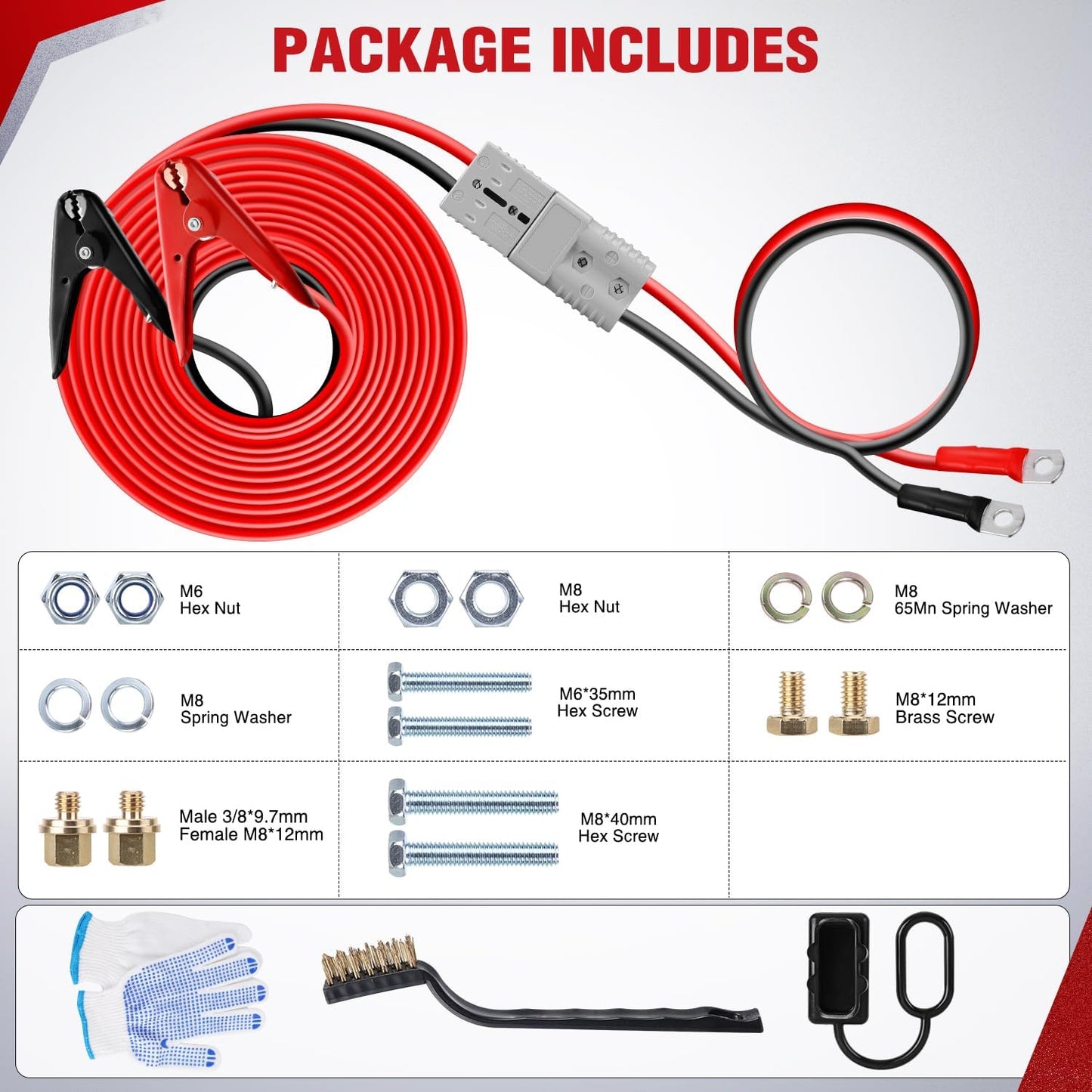 Nilight Jumper Cables for Car Battery 8 Gauge 12 FT Booster Cable Heavy Duty 250 A CCA with Carrying Bag Jump Start Emergency Kit Pickup Vans SUV Sedan Motorcycle