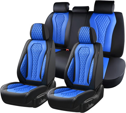 Coverado Seat Covers, Car Seat Covers Full Set, Black Car Seat Cover, Car Seat Covers Front Seats Back Seat Cover, Waterproof Car Seat Cushion, Leather Seat Covers Seat Protector Fit for Most Cars