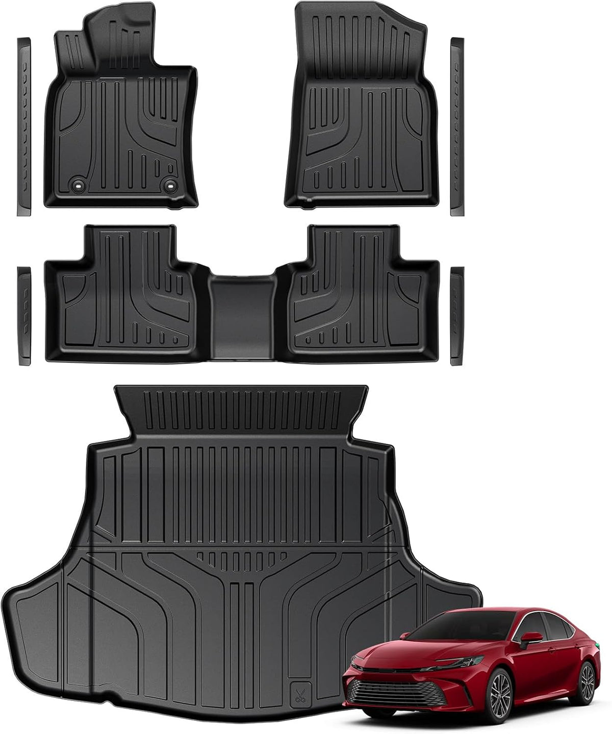 Floor Mats for Toyota Sienna 2021-2026, All Weather Floor Mats Lower Trunk Cargo Liner Accessories, Full Coverage Set (Fit 8-Seat with Spare Tire)
