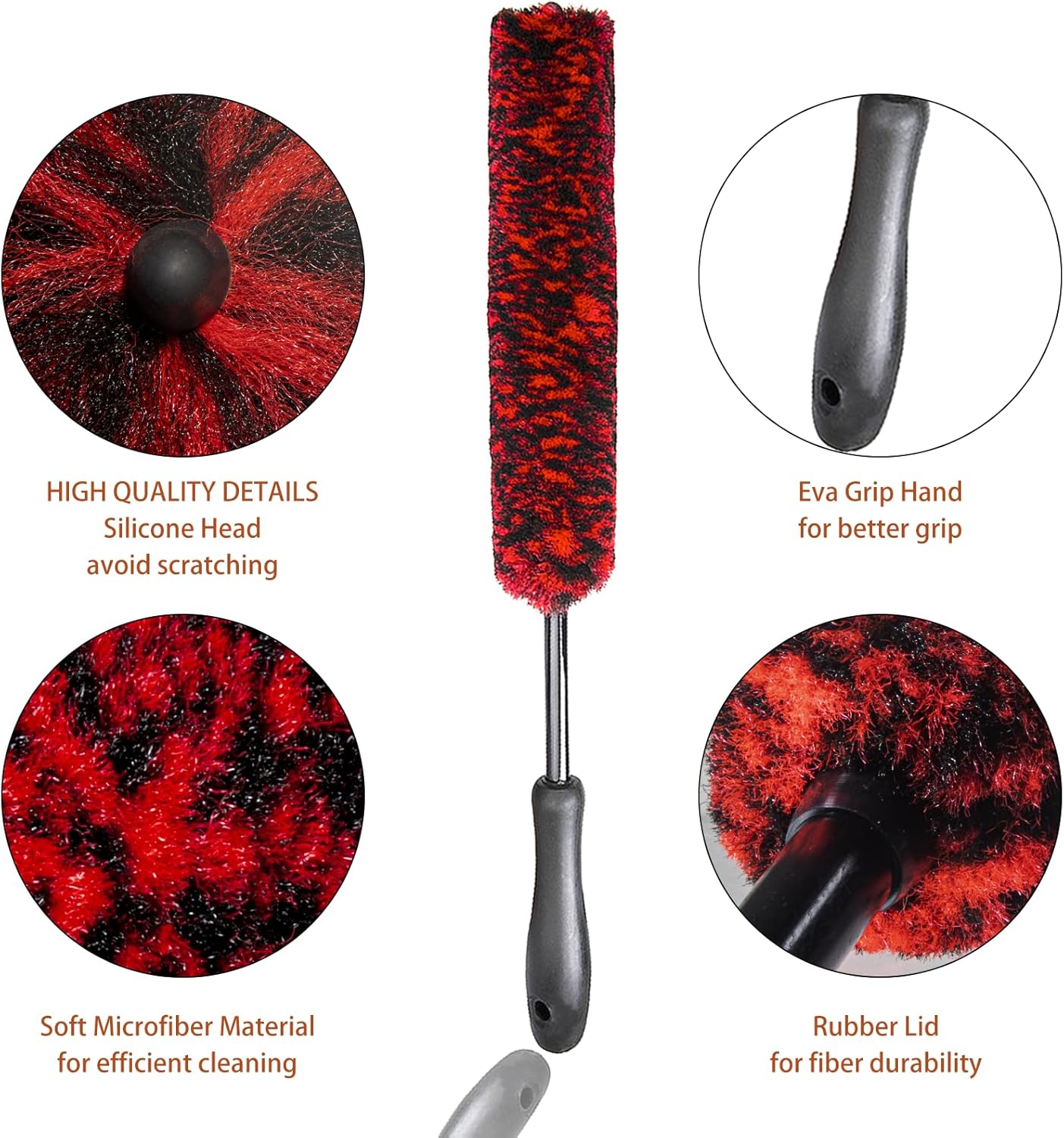 Metal Free Soft Wheel Cleaner Brush, Synthetic Wool Rim Cleaning Brush, Highly Water Absorption, Dense and Durable Tire Brush for Cleaning Wheels, Rims, Spokes, Fenders, Engines…