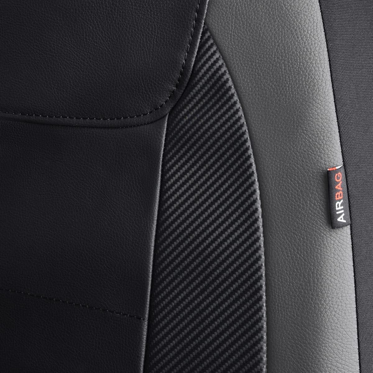 Flying Banner Carbon Fiber Leather Vehicle Seat Covers, Leopard Gray Black, Universal Fit - 8PCS