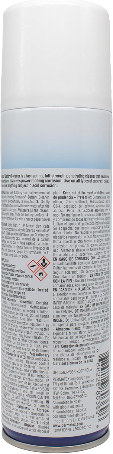 Permatex 80369 Battery Cleaner, 5.75 oz. net Aerosol Can