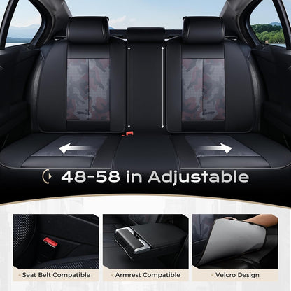 Coverado Seat Covers Full Set, Black Seat Covers for Cars 5 Seats, Car Seat Protector, Waterproof Nappa Leather Car Seat Cushion, Front and Rear Car Seat Cover Fit for Most Sedans SUV Pick-up Truck - Colors B