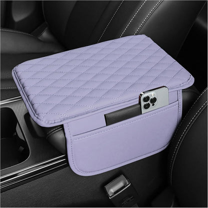 Stacool Upgraded Car Center Console Cover,Microfiber Leather Car Armrest Cover Cushion with 2 Storage Bags,Universal Car Armrest Storage Box (Black)