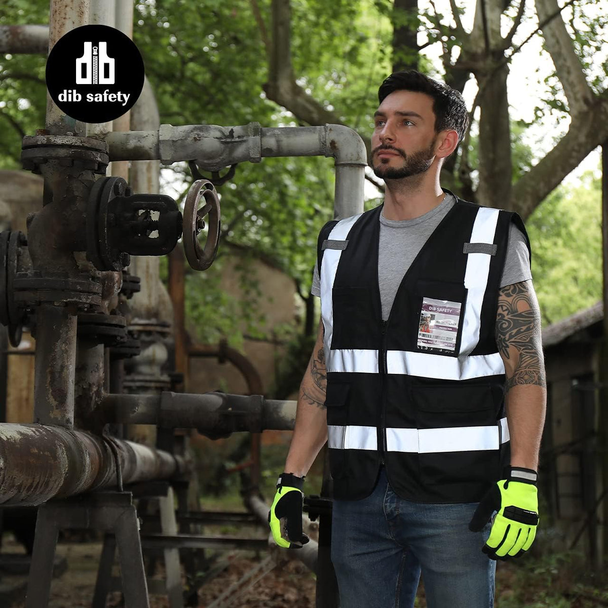 Dib Safety Reflective Safety Vest for Men Women, High Visibility Vest with Pockets and Zipper, ANSI Class 2