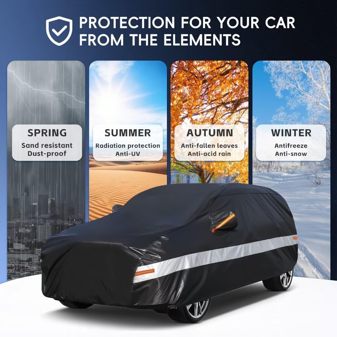 10 Layers Car Cover Custom Fit for Mercedes Benz C Class C250 C300 C43 C63 (1993-2026), Waterproof All Weather for Automobiles, Outdoor Full Cover Sun Dust Rain Protection with Cotton. Black - Colors C