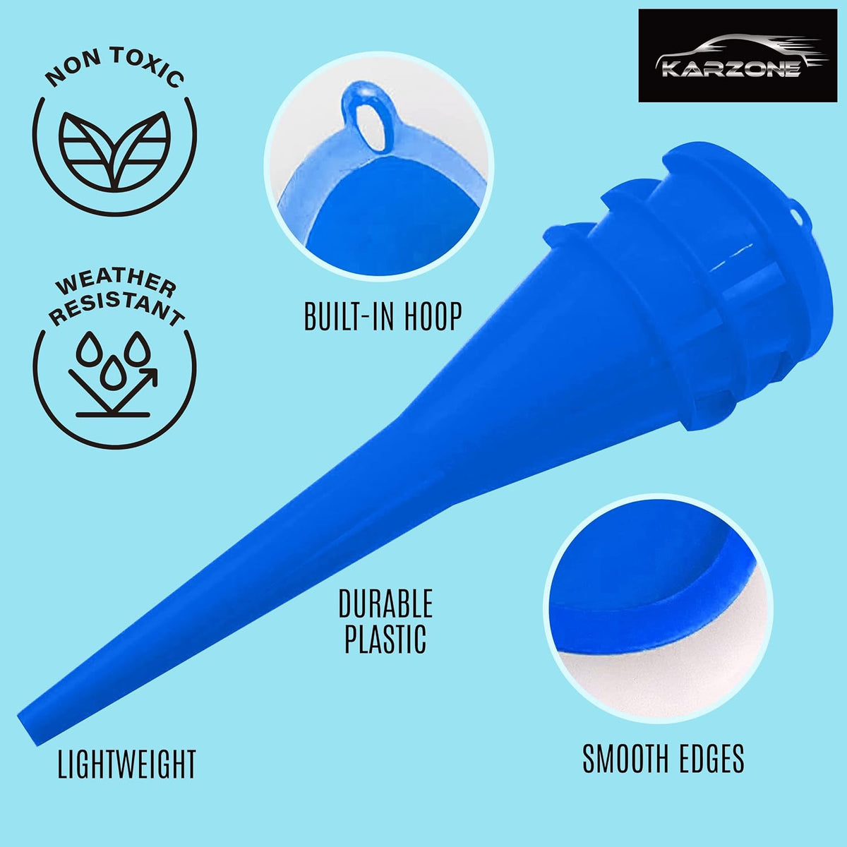 Long Neck Funnel, Oil Funnels for Oil Change, Long Funnels for Transmission Fluid, Automotive Funnel for Gas & Lubricants (12.0 Fluid Ounces, Red)