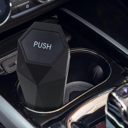 BFXM Car Trash Can, Car Trash Bin with Lid, Car Accessories for Women Interior, Car Garbage Can with Additional 2 ABS Hooks and 60pcs Trash Bags, Suitable for Home, Office, Car Organizer, Black