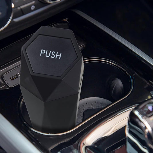 BFXM Car Trash Can, Car Trash Bin with Lid, Car Accessories for Women Interior, Car Garbage Can with Additional 2 ABS Hooks and 60pcs Trash Bags, Suitable for Home, Office, Car Organizer, Black