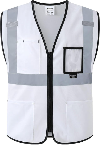 JKSafety Safety Vest for men women Hi Vis Vest with Pockets and Zipper High Visibility Meet ANSI Standard（BX310
