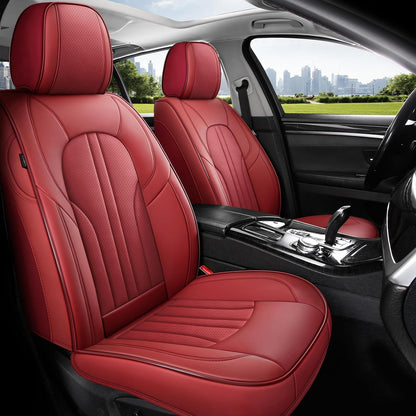 MINGBRON Car Seat Cover Full Set, Leather Car Seat Cover, Waterproof Seat Covers, Car Seat Cushion, Nappa Leather Seat Covers Car Seat Protector Universal Fit Most Cars Black