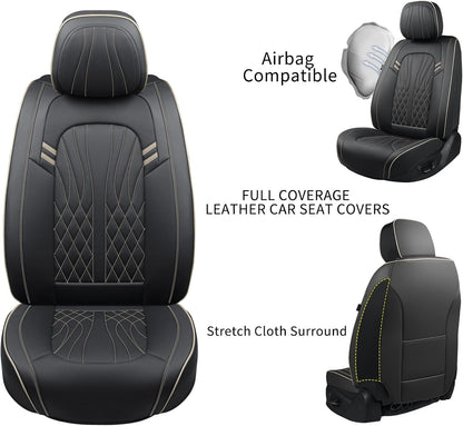 MINGBRON Leather Car Seat Covers,Car Seat Protector Waterproof,Seat Covers Full Set, Car Seat Protectors 5 Seats,Automotive Seat Covers Fit Most Cars Wine Red