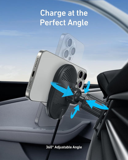 Anker Prime MagSafe Car Mount Charger, Qi2 25W Certified Wireless Car Charger with AirCool, Strong Magnets, Air Vent Mount for iPhone 17-12 Series