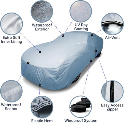 iCarCover Premium Car Cover for 1970-1972 Chevy Monte Carlo Heavy Duty Waterproof All-Weather Automobiles Custom Fit Indoor Outdoor UV Snow Protection Covers with Straps and Bag - Colors A