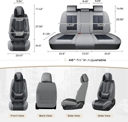Coverado Seat Covers Full Set, Black Seat Covers for Cars 5 Seats, Car Seat Protector, Waterproof Nappa Leather Car Seat Cushion, Front and Rear Car Seat Cover Fit for Most Sedans SUV Pick-up Truck - Colors A