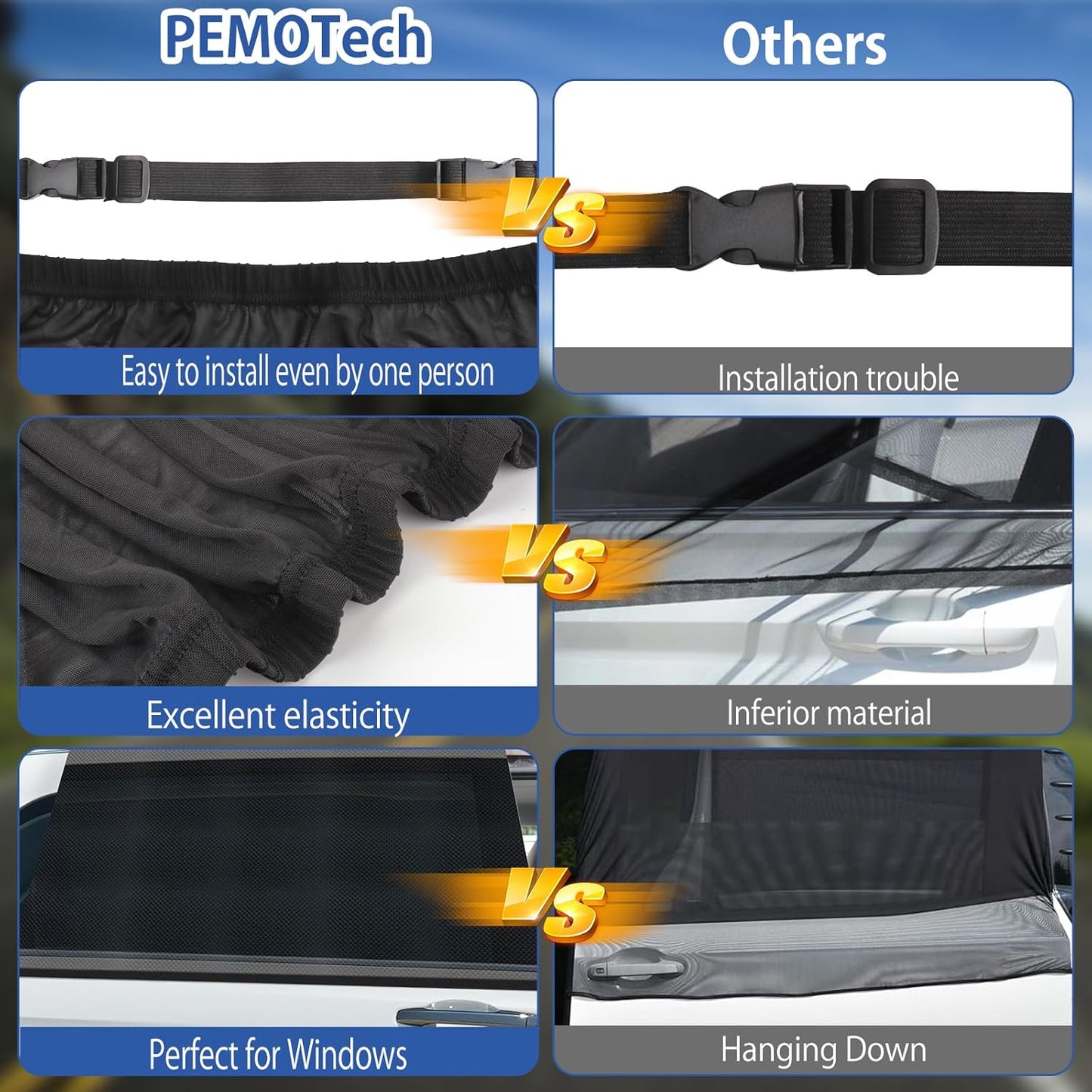 Car Window Shades(2 Pack)-Side Window Sun Shades, UV Protection Breathable Spandex Baby Window Covers, Universal Fit Most of Cars, Protect Privacy for Family-(27.2"x39.8"), Black