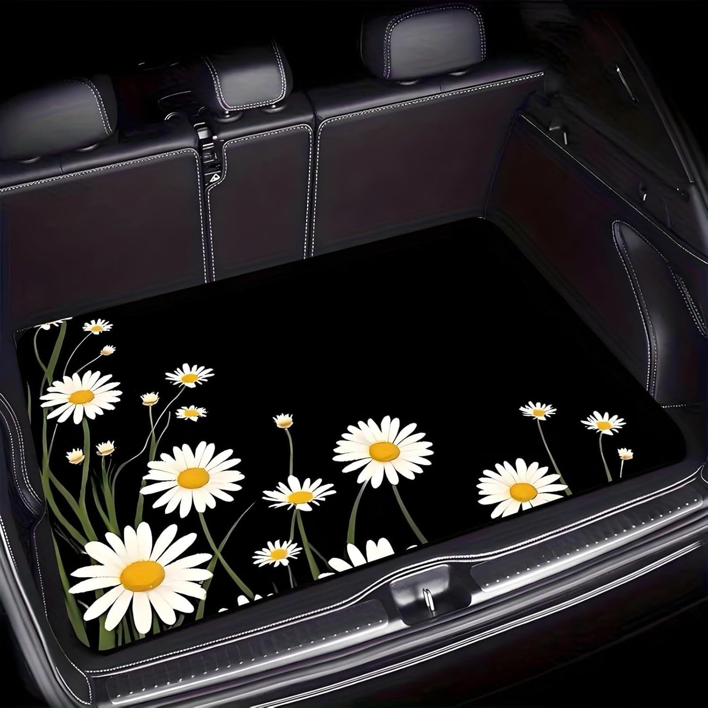 Universal Car Trunk Mat 29" x 39",Purple Colorful Flowers All Weather Trunk Protection Cargo Liner, Durable Cargo Mat Rear Trunk Liner,Stylish Vehicle Interior Accessories Suitable for Most Car Models