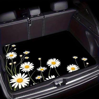 Universal Car Trunk Mat 29" x 39",Purple Colorful Flowers All Weather Trunk Protection Cargo Liner, Durable Cargo Mat Rear Trunk Liner,Stylish Vehicle Interior Accessories Suitable for Most Car Models