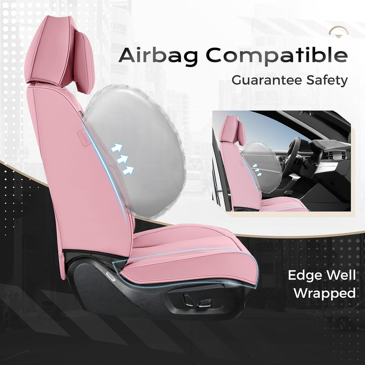 Coverado Seat Covers Full Set, Black Seat Covers for Cars 5 Seats, Car Seat Protector, Waterproof Nappa Leather Car Seat Cushion, Front and Rear Car Seat Cover Fit for Most Sedans SUV Pick-up Truck - Colors B