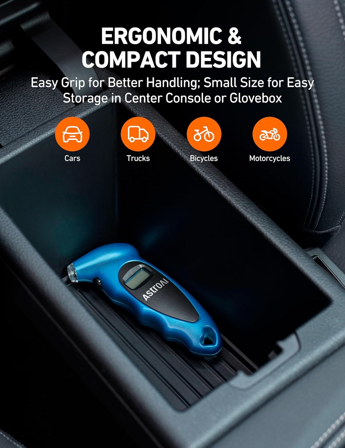 AstroAI Digital Tire Pressure Gauge 0-150PSI Calibrated to ANSI B40.7 +/-1PSI, Accurate in 0.1 Increments, Tire Repair Tools 4 Pressure Measurements for Car Truck with Backlight LCD, Silver