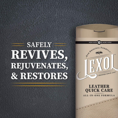 Lexol All Leather Quick Care All-in-One Formula, Best Leather Cleaner and Conditioner, for Use on Apparel, Furniture, Auto Interiors, Shoes, Bags, 30-Count Sheet Wipes,E301500100 , white