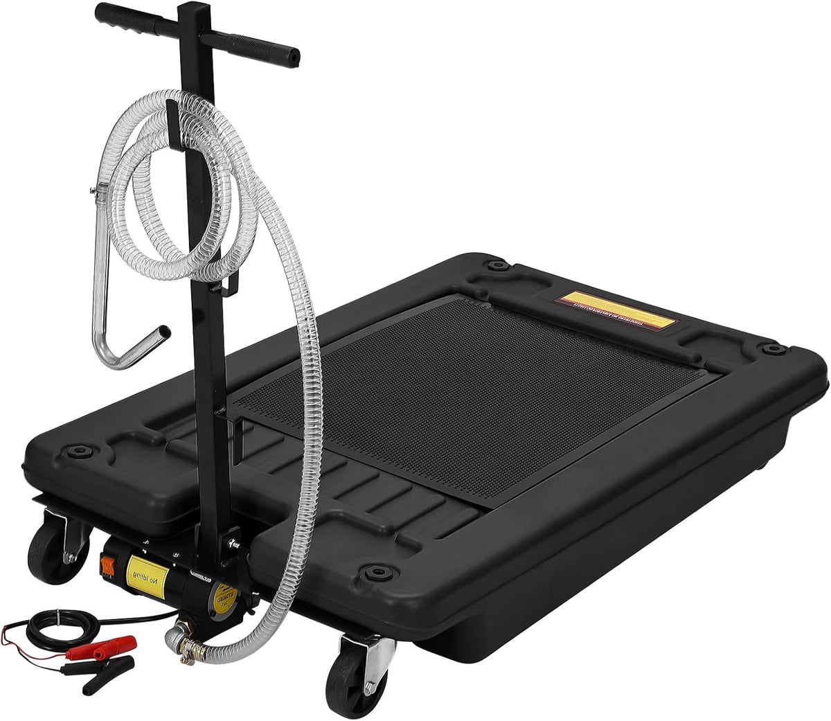Garvee 20 gal Oil Drain Pan Oil Drain Tank, 76 L Low Profile Oil Drain Pan, Large Capacity Oil Change Pan with Manual Pump & T Foldable Hand and Wheels, 8 ft Hose Oil Drain Cart for Car, SUV, Trucks