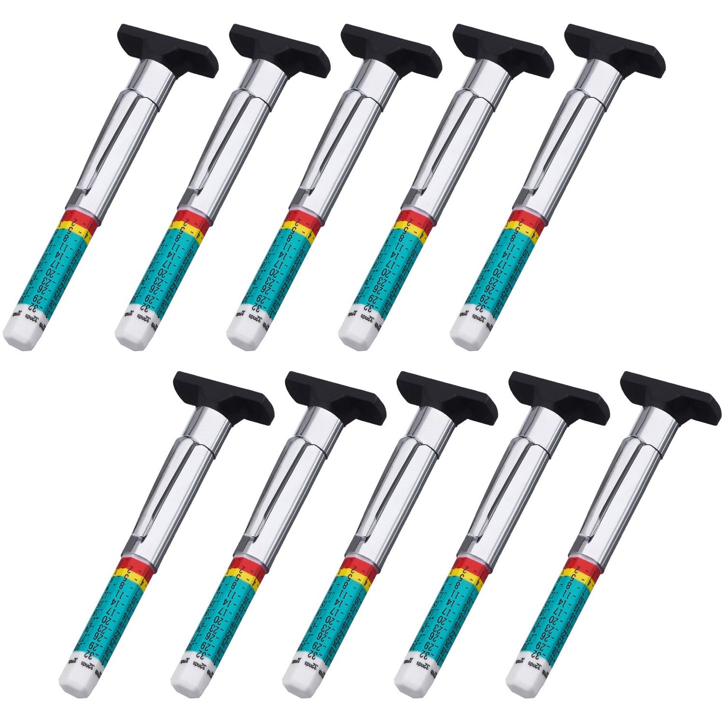 Pangda 10 Pack Tyre Gauge Smart Color Coded Tyre Tread Depth Gauge in 1/32 Inch Wear Tread Checker Measuring Tool for Car, Semi Truck