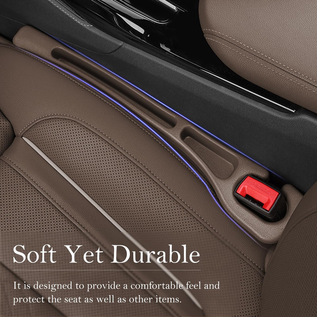 Car Seat Gap Filler 2-Pack, Universal Car Seat Gap Filler Organizer, Seat Gap Plug – Fills Gap Between Seat & Console, Drop-Proof Guard for Phones, Keys & Cards, Fits Cars, SUVs, Trucks, Black
