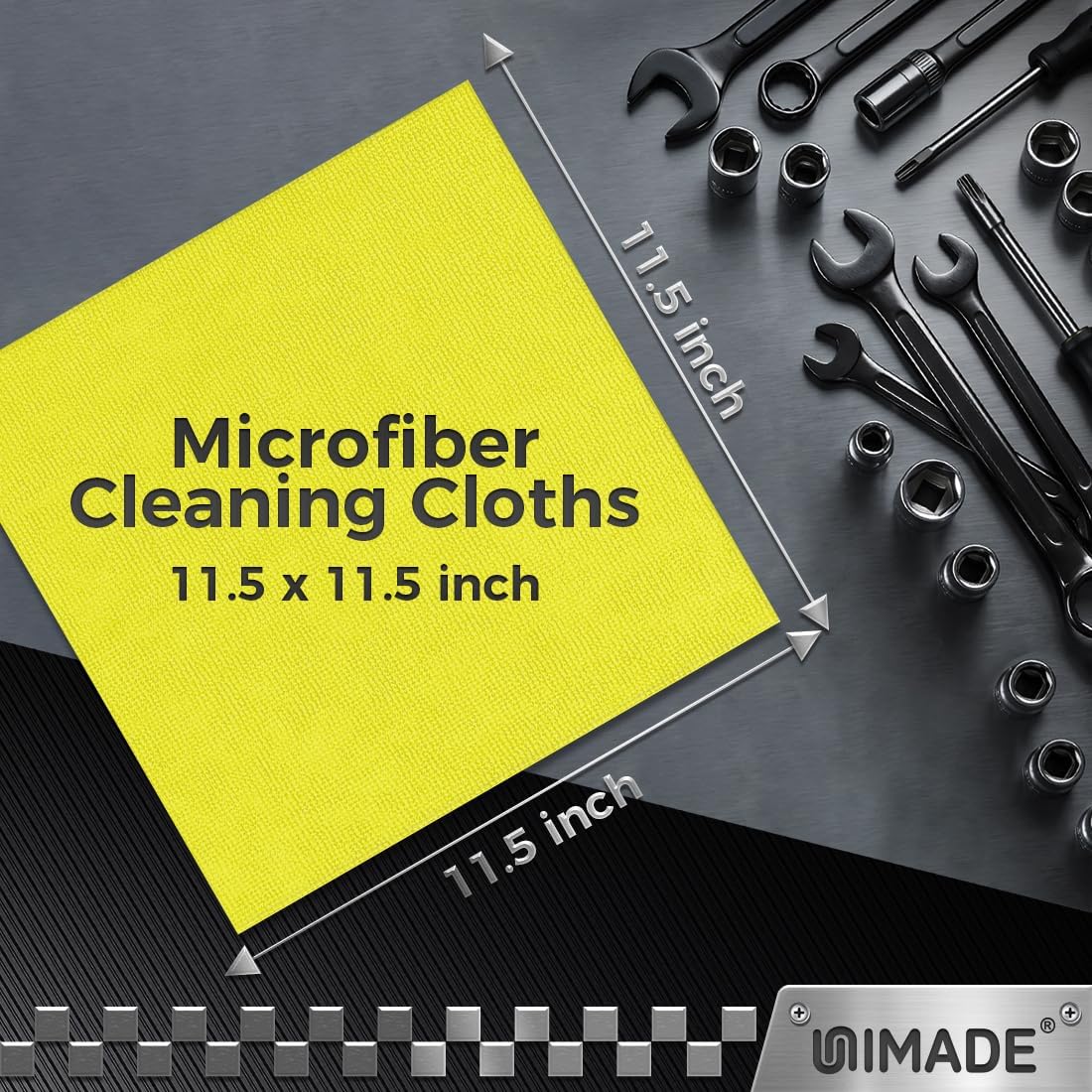 UNIMADE Microfiber Cleaning Cloth, 100 Pack Microfiber Towels for Cars Commercial Grade Work Rags Bulk Detailing Cloth for Automotive Bar Mechanic Restaurant Garage Housekeeping, 11.5"x 11.5", Grey