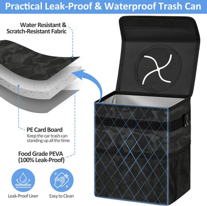 ELONGRIVER Car Trash Can Bin for Back Seat Leak Proof, Cute Car Trash Bag Hanging, Vehicle Trash Can for SUV Truck Van, Automotive Garbage Cans Front Seat Black