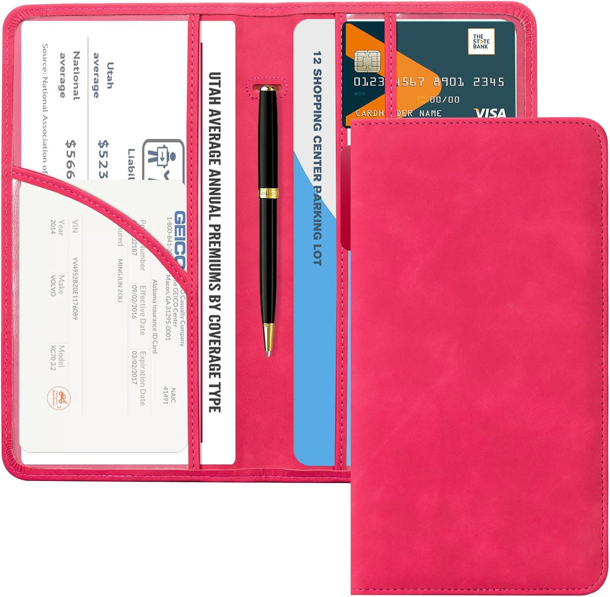CoBak Car Registration and Insurance Holder - Vehicle Glove Box Car Organizer,Auto Truck Comparment Accessories Case with Magnetic Closure for Driver License,Cards - Colors A