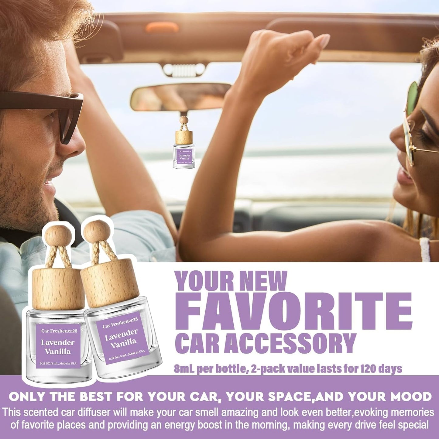 HoogaLife Car Air Freshener Diffuser 2 Pack Hanging Air Freshener Diffuser - Vanilla Cream Fragrance Oil Air D iffuser for Car, 45+ days Long Lasting Fragrance Made in USA C ar Air Fresheners (V54)
