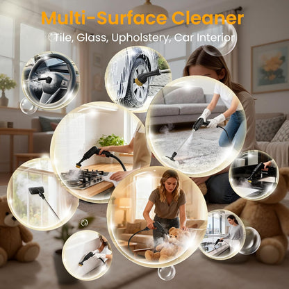 Pressurized Steam Cleaner 1.6L, 3-Level Adjustable Steamer for Cleaning, 10s Heat-Up, 2500W Handheld Steamer Cleaner for Home, Car, Kitchen, Floor, Multi-Surface Cleaning Machine, 19pcs Accessories